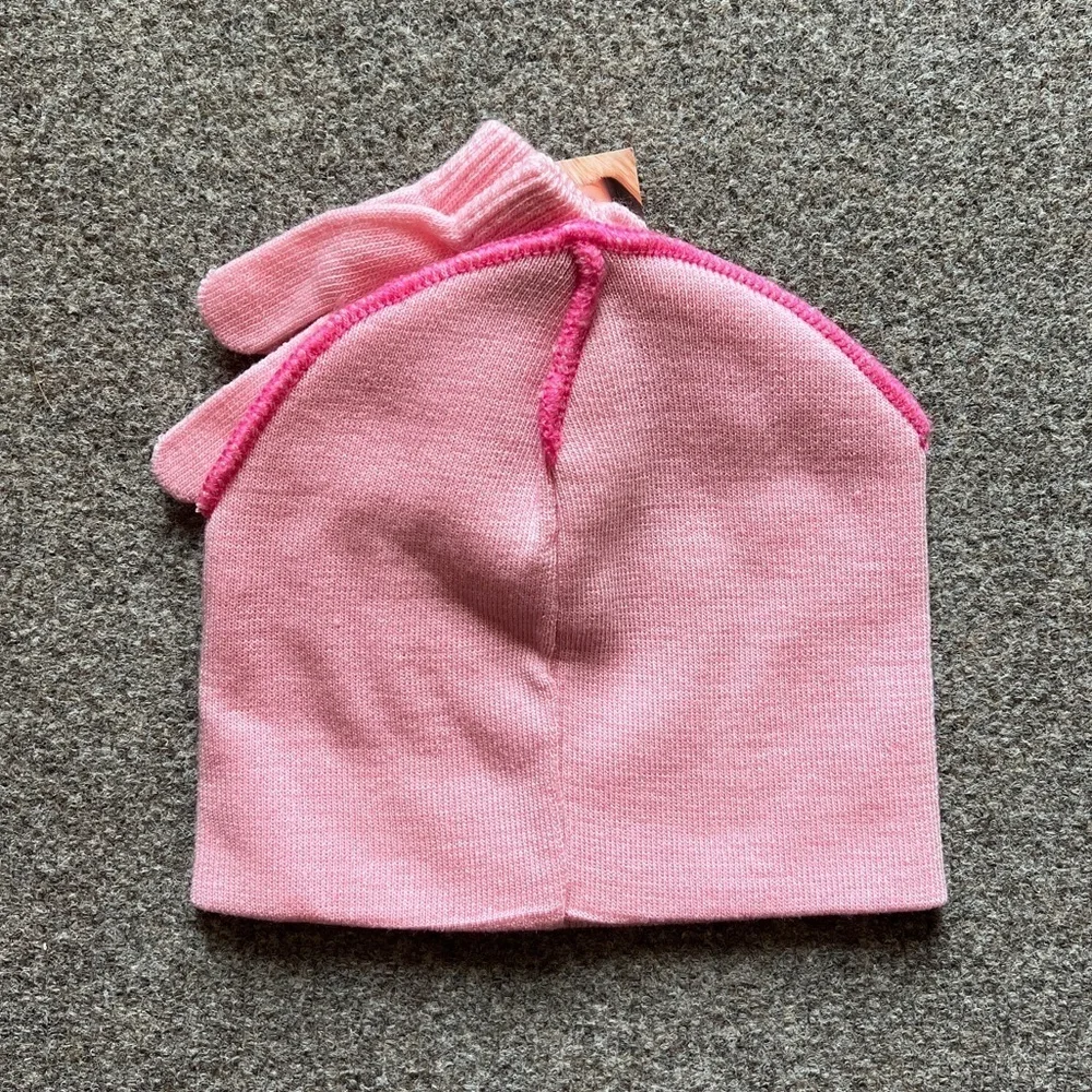 NWT Vintage Mattel Barbie Pink Embroidered Beanie Hat & Glove Set Girls Gift Y2K